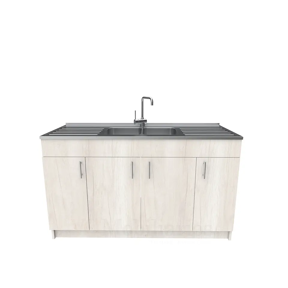Mueble lavaplatos doble cubierta de acero inox de 150cm / M0D-1500-AI / Toscana 1