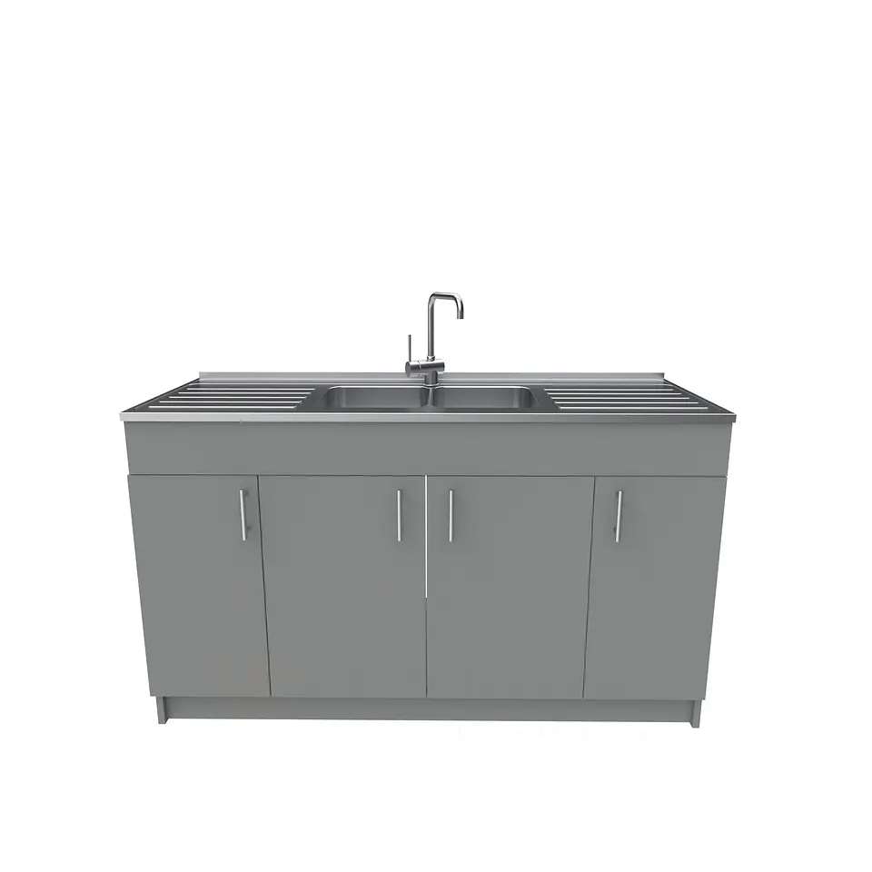 Mueble lavaplatos doble cubierta de acero inox de 150cm / M0D-1500-AI / Carbon 1