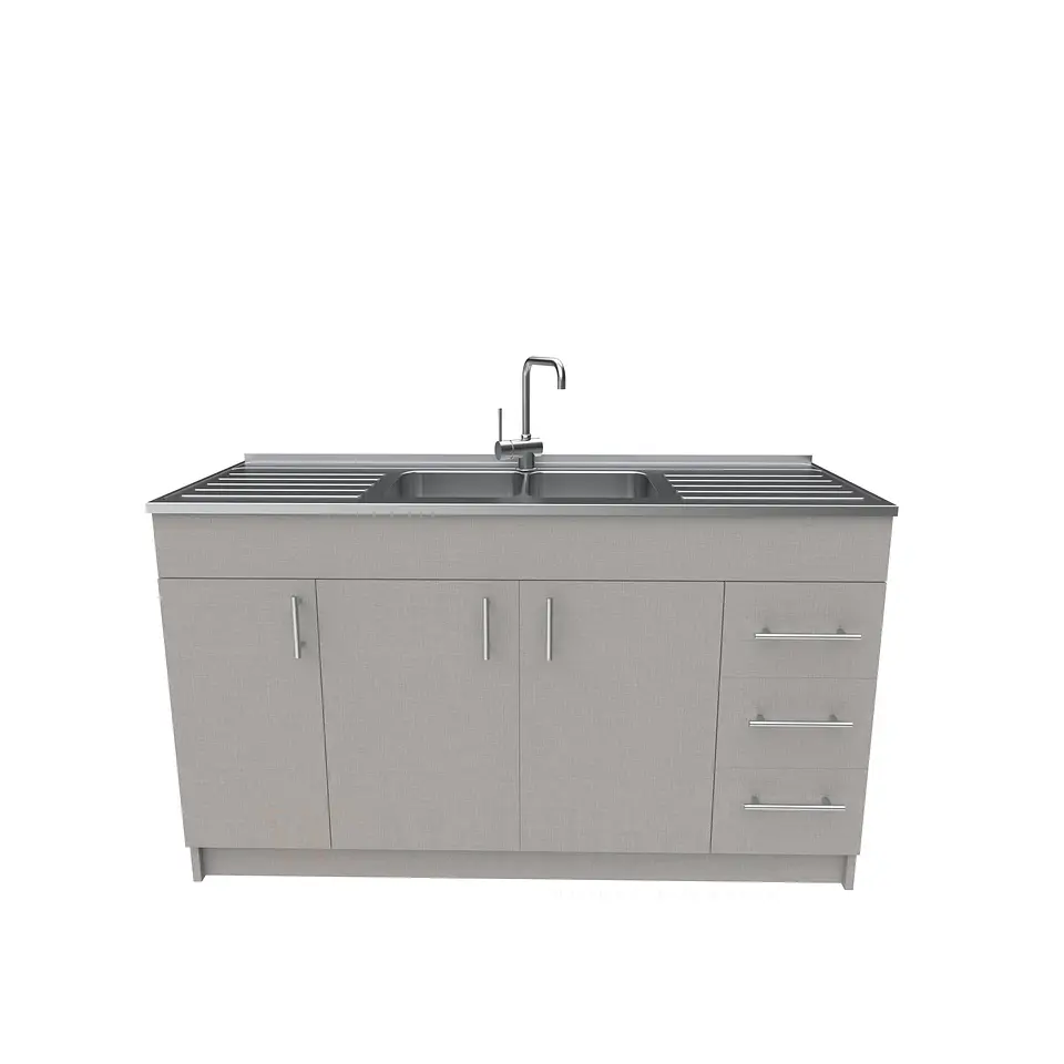 Mueble lavaplatos doble cubierta de acero inox de 150cm / M1C-1500-AI / Notte 1