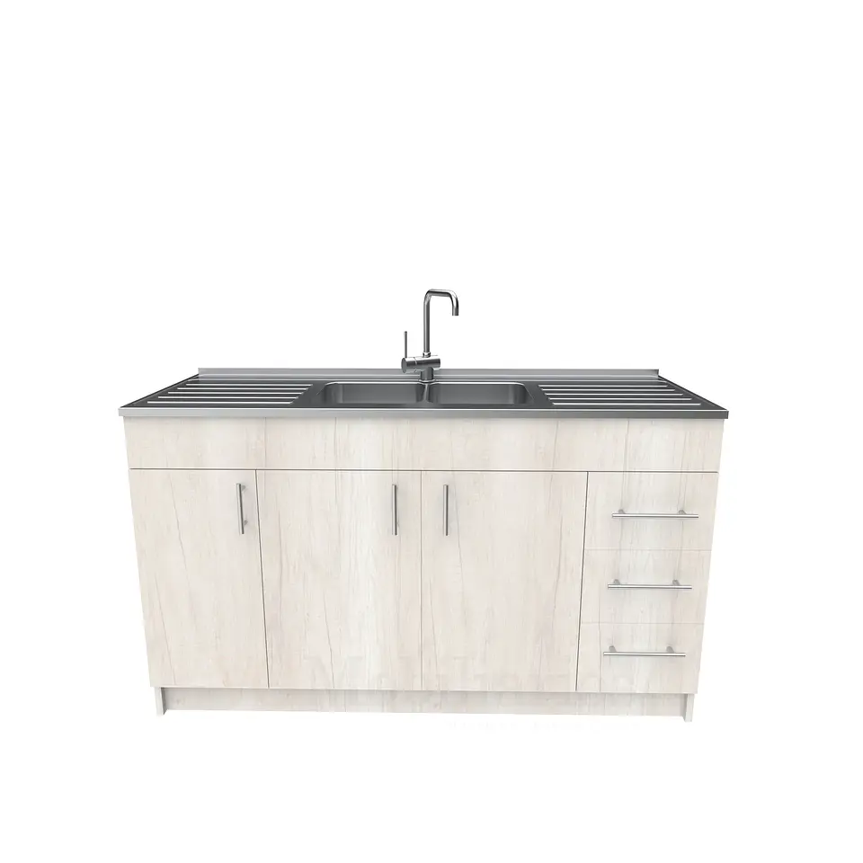 Mueble lavaplatos doble cubierta de acero inox de 150cm / M1C-1500-AI / Toscana 1