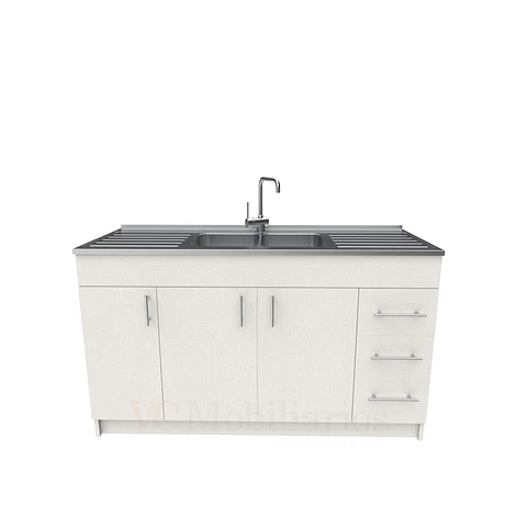 Mueble lavaplatos doble cubierta de acero inox de 150cm / M1C-1500-AI / Giorno
