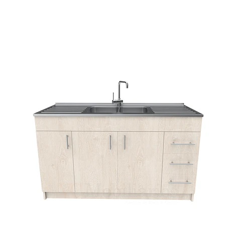 Mueble lavaplatos doble cubierta de acero inox de 150cm / M1C-1500-AI / Provenzal