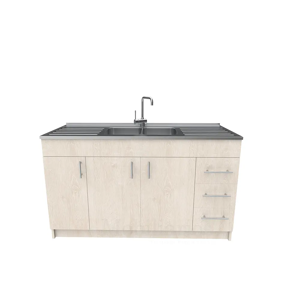 Mueble lavaplatos doble cubierta de acero inox de 150cm / M1C-1500-AI / Provenzal 1