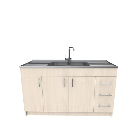 Mueble lavaplatos doble cubierta de acero inox de 150cm / M1C-1500-AI / Nougat