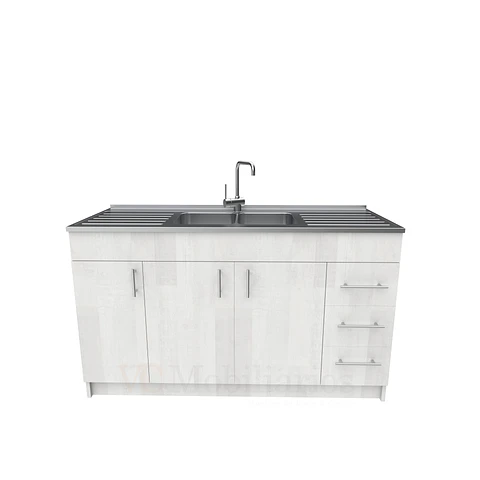Mueble lavaplatos doble cubierta de acero inox de 150cm / M1C-1500-AI / Legno