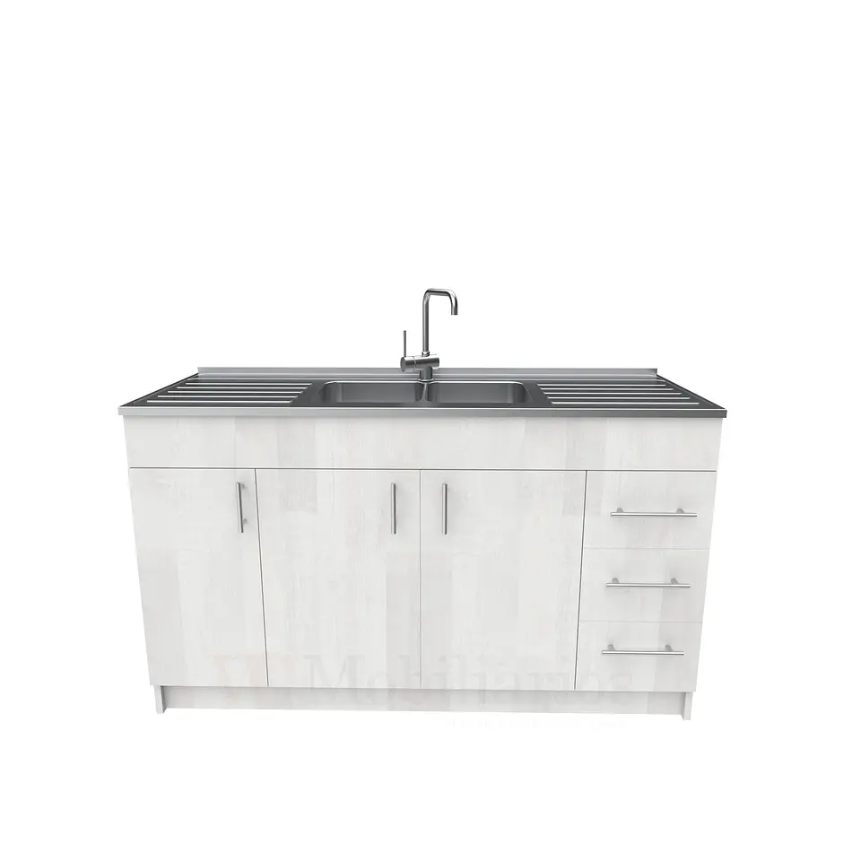 Mueble lavaplatos doble cubierta de acero inox de 150cm / M1C-1500-AI / Legno 1
