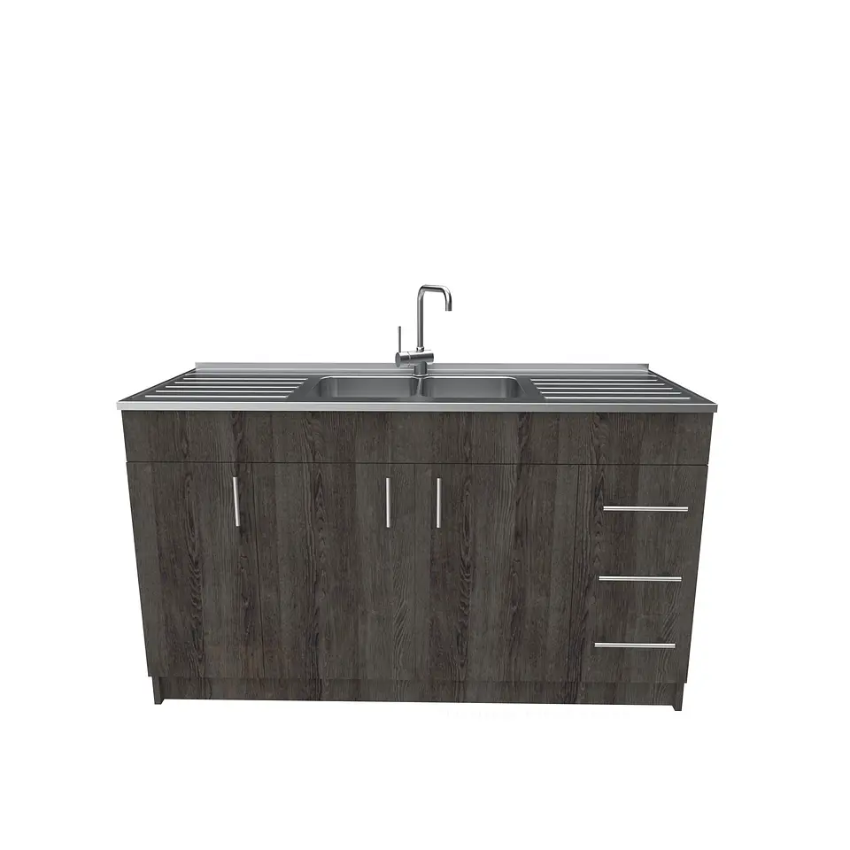 Mueble lavaplatos doble cubierta de acero inox de 150cm / M1C-1500-AI / Espresso 1
