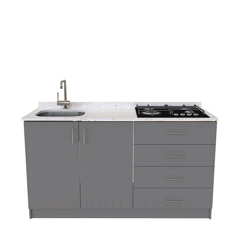 Mueble lavaplatos integral M1-1400-MI de 140 cm / Cuarzo / Carbon