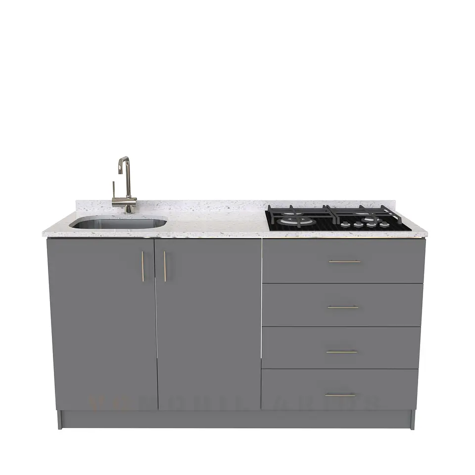 Mueble lavaplatos integral M1-1400-MI de 140 cm / Cuarzo / Carbon 1