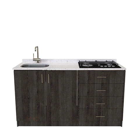 Mueble lavaplatos integral M1-1400-MI de 140 cm / Cuarzo / Espresso