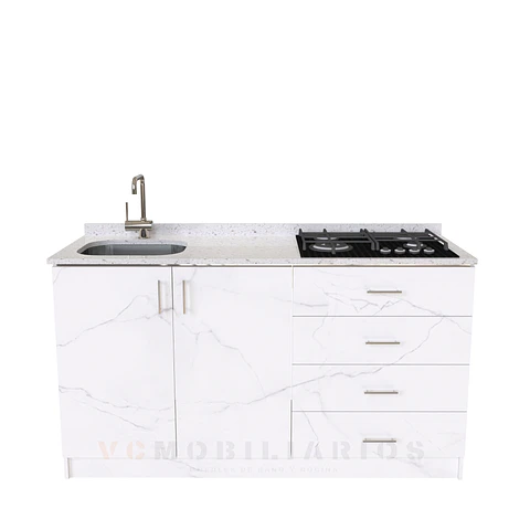 Mueble lavaplatos integral M1-1400-MI de 140 cm / Cuarzo / Marmara
