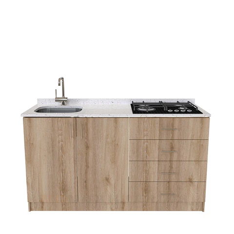 Mueble lavaplatos integral M1-1400-MI de 140 cm / Cuarzo / Cava