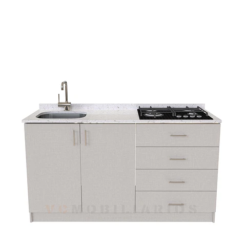 Mueble lavaplatos integral M1-1400-MI de 140 cm / Cuarzo / Giorno