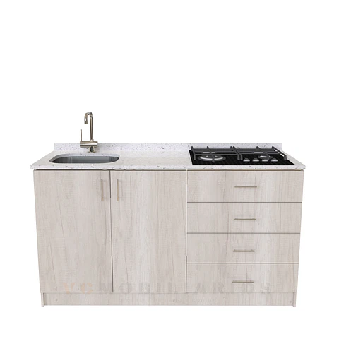 Mueble lavaplatos integral M1-1400-MI de 140 cm / Cuarzo / Toscana