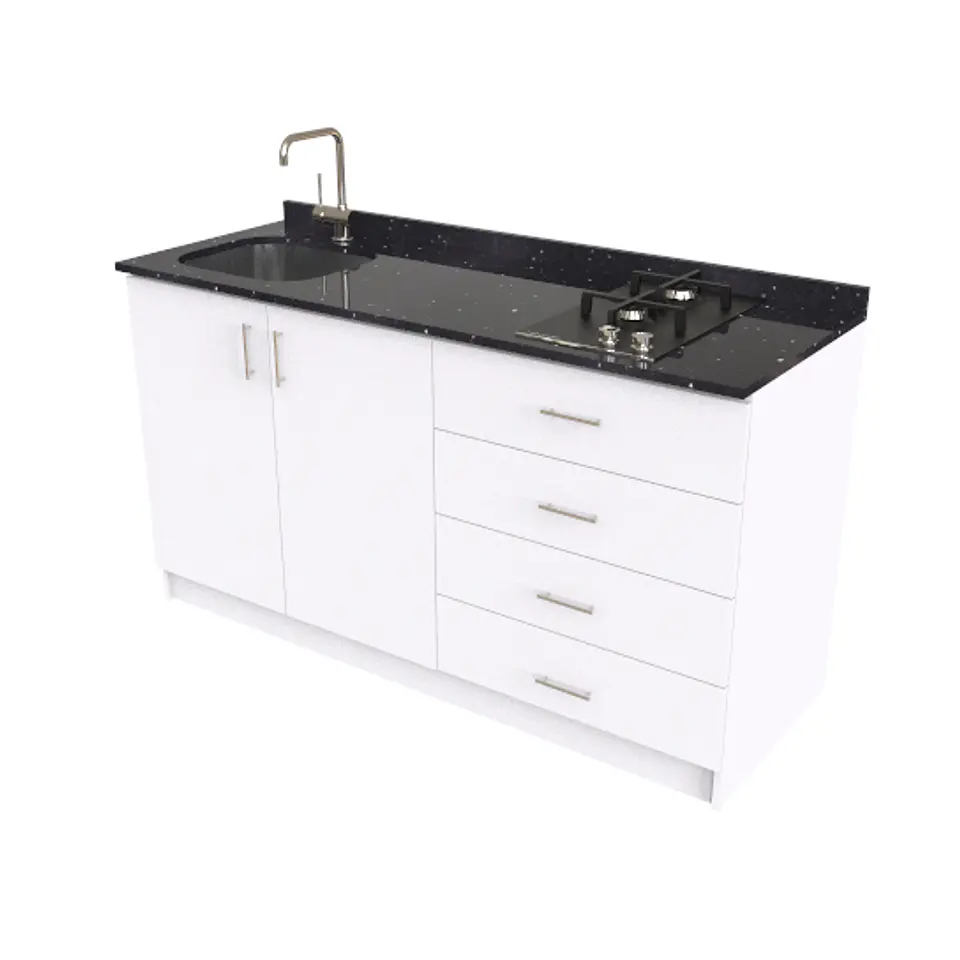 Mueble lavaplatos integral de 160cm con cubierta de cuarzo / M1-1600-MI / blanco  1
