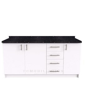 Mueble meson con cubierta de cuarzo de 190 cm / M1-1950 / Blanco