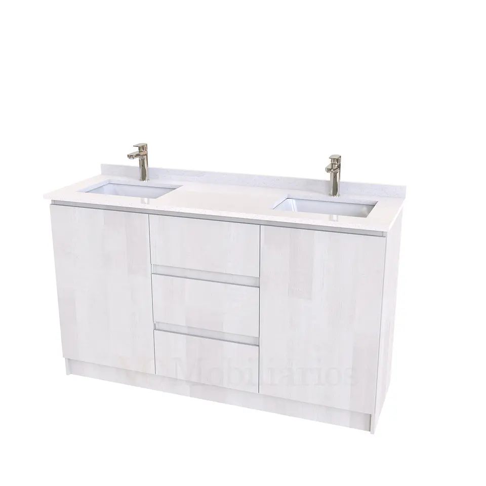 Mueble vanitorio Doble al piso con cubierta de cuarzo  de 150 cm /  M2-1534 -D / Legno 1