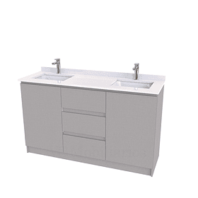 Mueble vanitorio Doble al piso con cubierta de cuarzo  de 150 cm /  M2-1534 -D / Notte