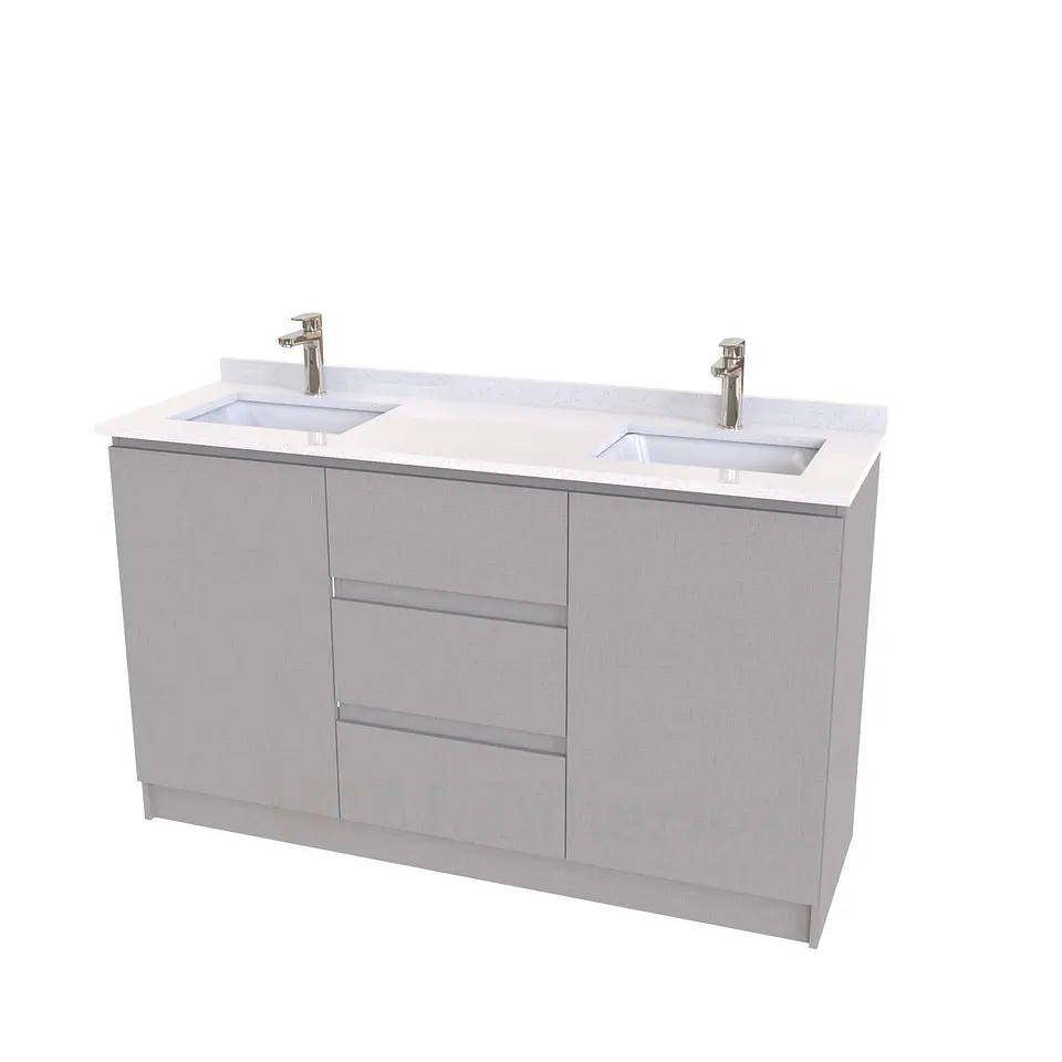 Mueble vanitorio Doble al piso con cubierta de cuarzo  de 150 cm /  M2-1534 -D / Notte 1