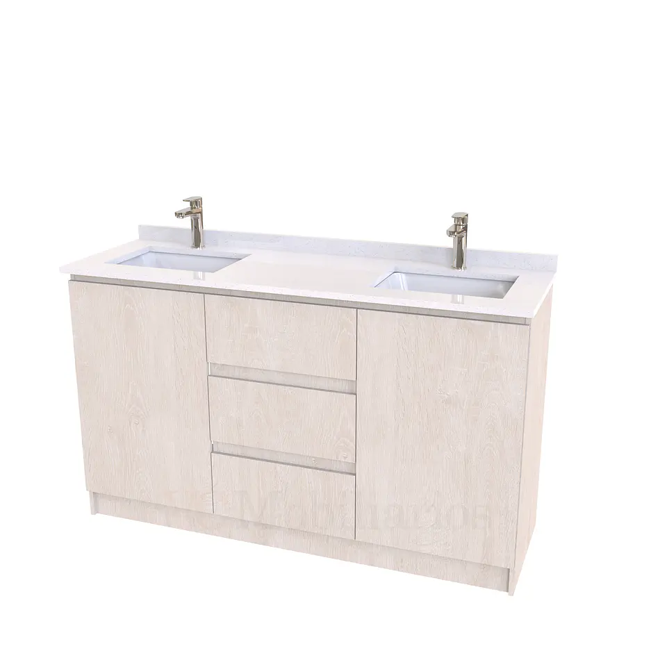 Mueble vanitorio Doble al piso con cubierta de cuarzo  de 140 cm /  M2-1434 -D / Provenzal 1