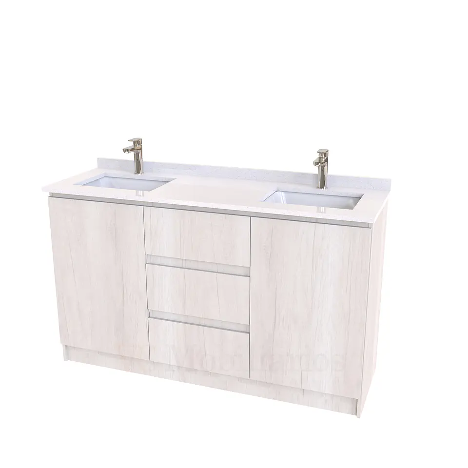 Mueble vanitorio Doble al piso con cubierta de cuarzo  de 140 cm /  M2-1434 -D / Toscana 1