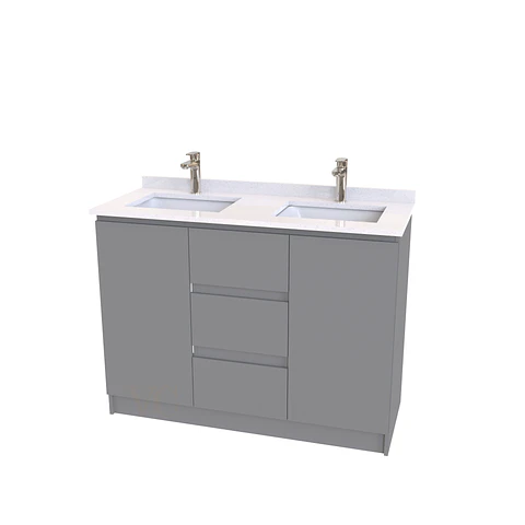 Mueble vanitorio Doble al piso con cubierta de cuarzo  de 120 cm /  M2-1234 -D / Carbon