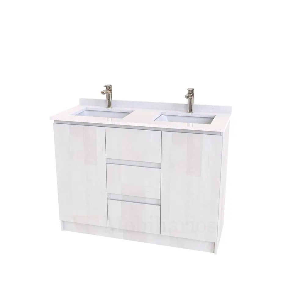 Mueble vanitorio Doble al piso con cubierta de cuarzo  de 120 cm /  M2-1234 -D / Legno 1
