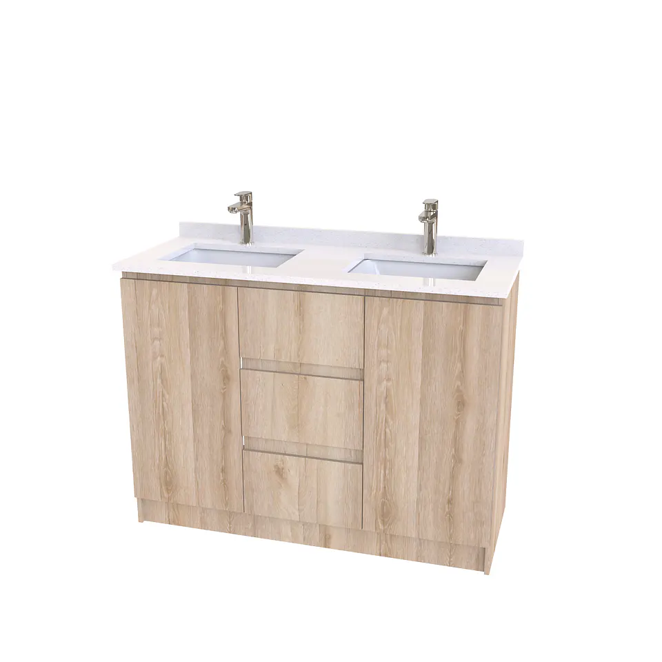 Mueble vanitorio Doble al piso con cubierta de cuarzo  de 120 cm /  M2-1234 -D / Cava 1