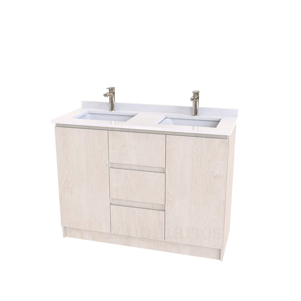 Mueble vanitorio Doble al piso con cubierta de cuarzo  de 120 cm /  M2-1234 -D / Provenzal 1