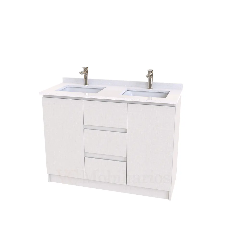 Mueble vanitorio Doble al piso con cubierta de cuarzo  de 120 cm /  M2-1234 -D / Giorno 1