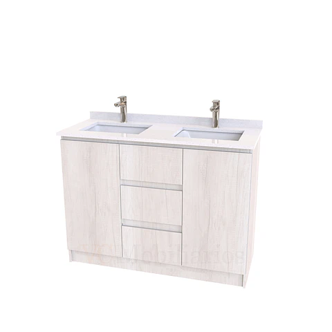 Mueble vanitorio Doble al piso con cubierta de cuarzo  de 120 cm /  M2-1234 -D / Toscana