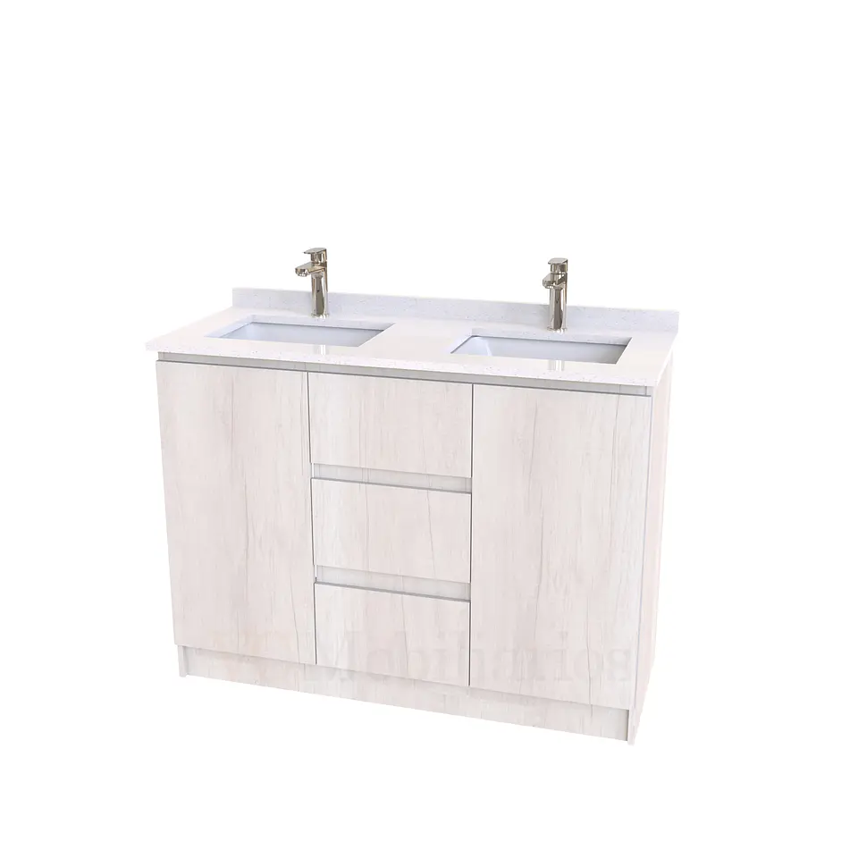 Mueble vanitorio Doble al piso con cubierta de cuarzo  de 120 cm /  M2-1234 -D / Toscana 1