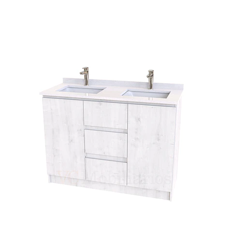 Mueble vanitorio Doble al piso con cubierta de cuarzo  de 120 cm /  M2-1234 -D / Alaska