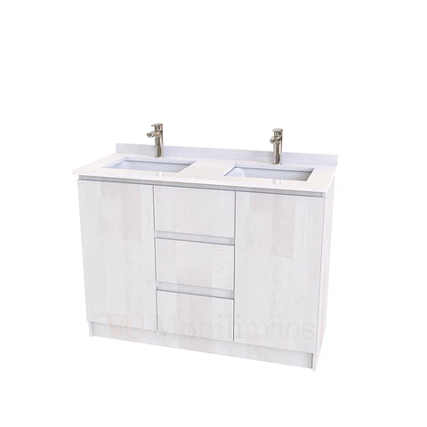 Mueble vanitorio Doble al piso con cubierta de cuarzo  de 130 cm /  M2-1334 -D / Legno