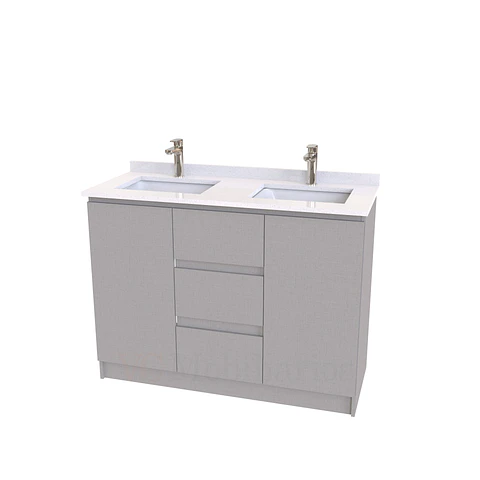 Mueble vanitorio Doble al piso con cubierta de cuarzo  de 130 cm /  M2-1334 -D / Notte