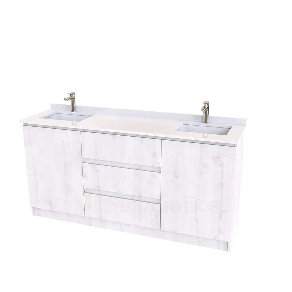 Mueble vanitorio Doble al piso con cubierta de cuarzo  de 160 cm /  M2-1634 -D / Alaska 1