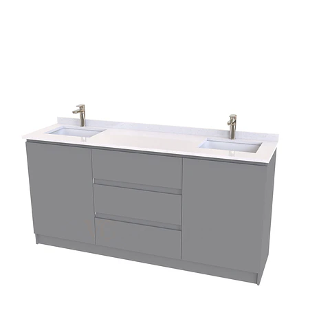 Mueble vanitorio Doble al piso con cubierta de cuarzo  de 160 cm /  M2-1634 -D / Carbon