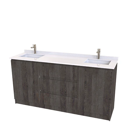 Mueble vanitorio Doble al piso con cubierta de cuarzo  de 160 cm /  M2-1634 -D / Espresso