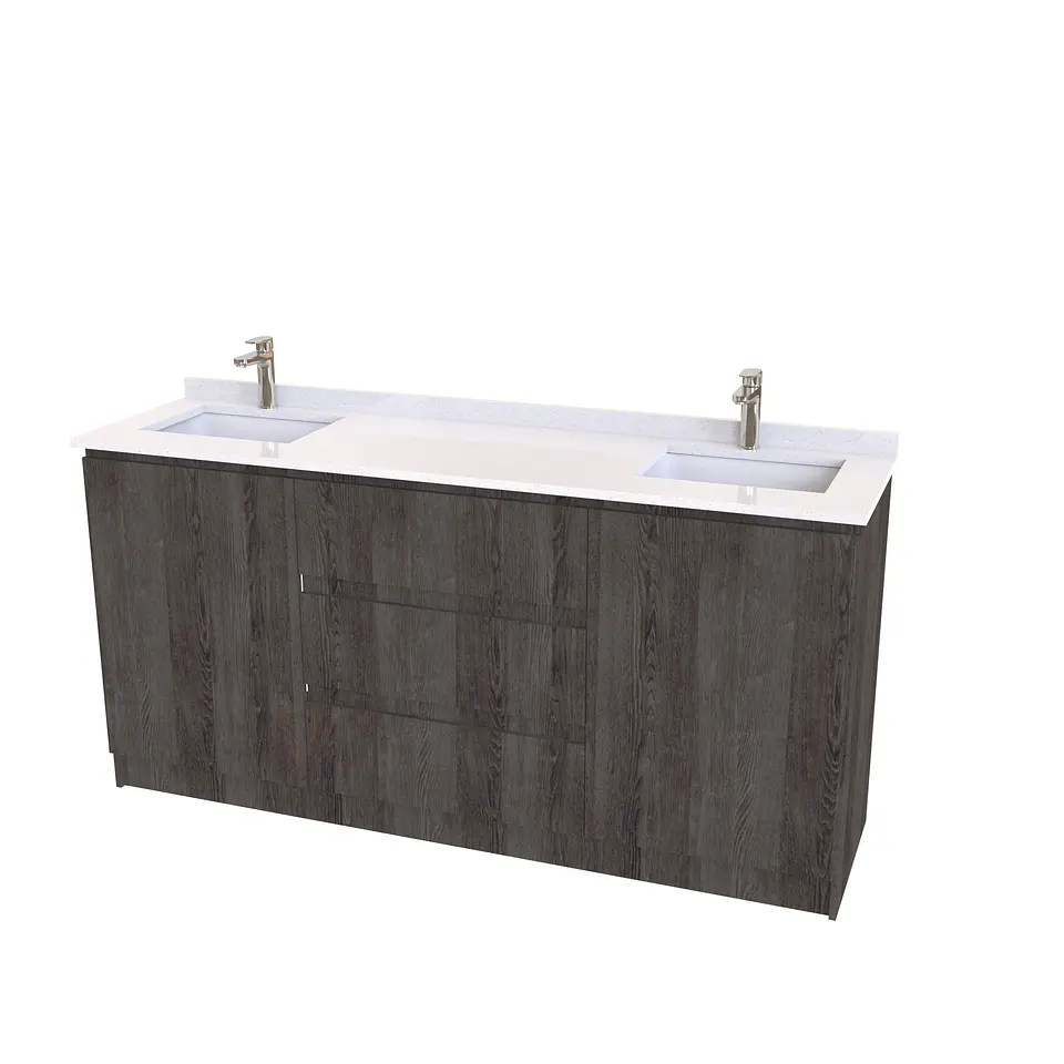 Mueble vanitorio Doble al piso con cubierta de cuarzo  de 160 cm /  M2-1634 -D / Espresso 1