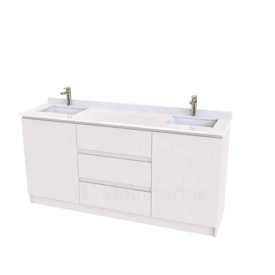 Mueble vanitorio Doble al piso con cubierta de cuarzo  de 160 cm /  M2-1634 -D / Giorno 1