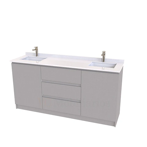 Mueble vanitorio Doble al piso con cubierta de cuarzo  de 160 cm /  M2-1634 -D / Notte