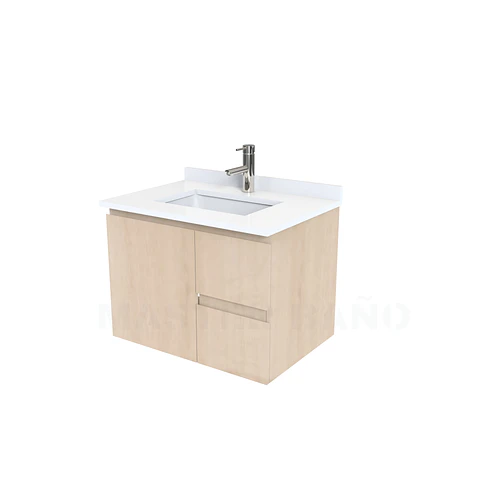 Mueble vanitorio aereo de 70 cm con cubierta de cuarzo / M2-738-A / Rustico