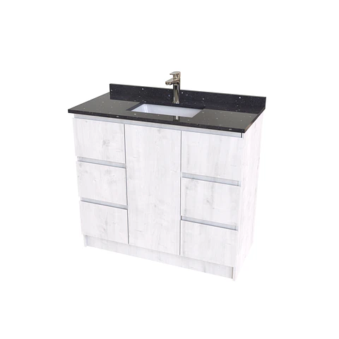 Mueble vanitorio al piso de 90 cm con cubierta de cuarzo M6-958 / Alaska