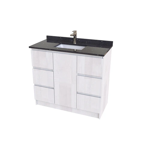 Mueble vanitorio al piso de 90 cm con cubierta de cuarzo M6-958 / Lengo