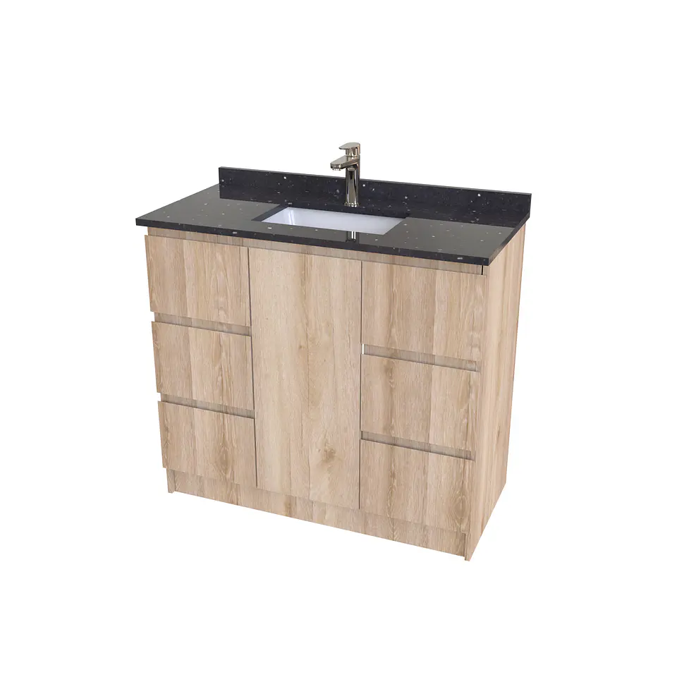 Mueble vanitorio al piso de 90 cm con cubierta de cuarzo M6-958 / Cava 1