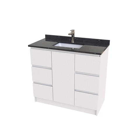 Mueble vanitorio al piso de 90 cm con cubierta de cuarzo M6-958 / Giorno