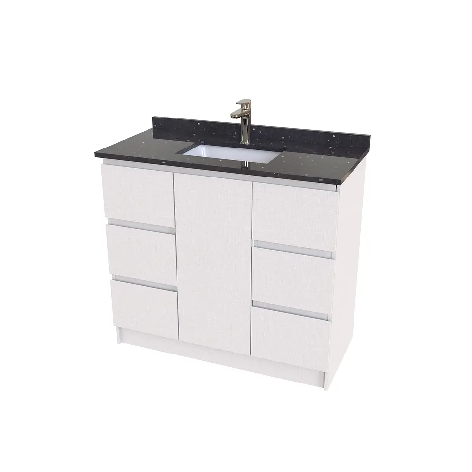 Mueble vanitorio al piso de 90 cm con cubierta de cuarzo M6-958 / Giorno 1