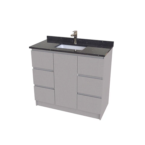 Mueble vanitorio al piso de 90 cm con cubierta de cuarzo M6-958 / Carbon