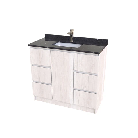Mueble vanitorio al piso de 90 cm con cubierta de cuarzo M6-958 / Toscana