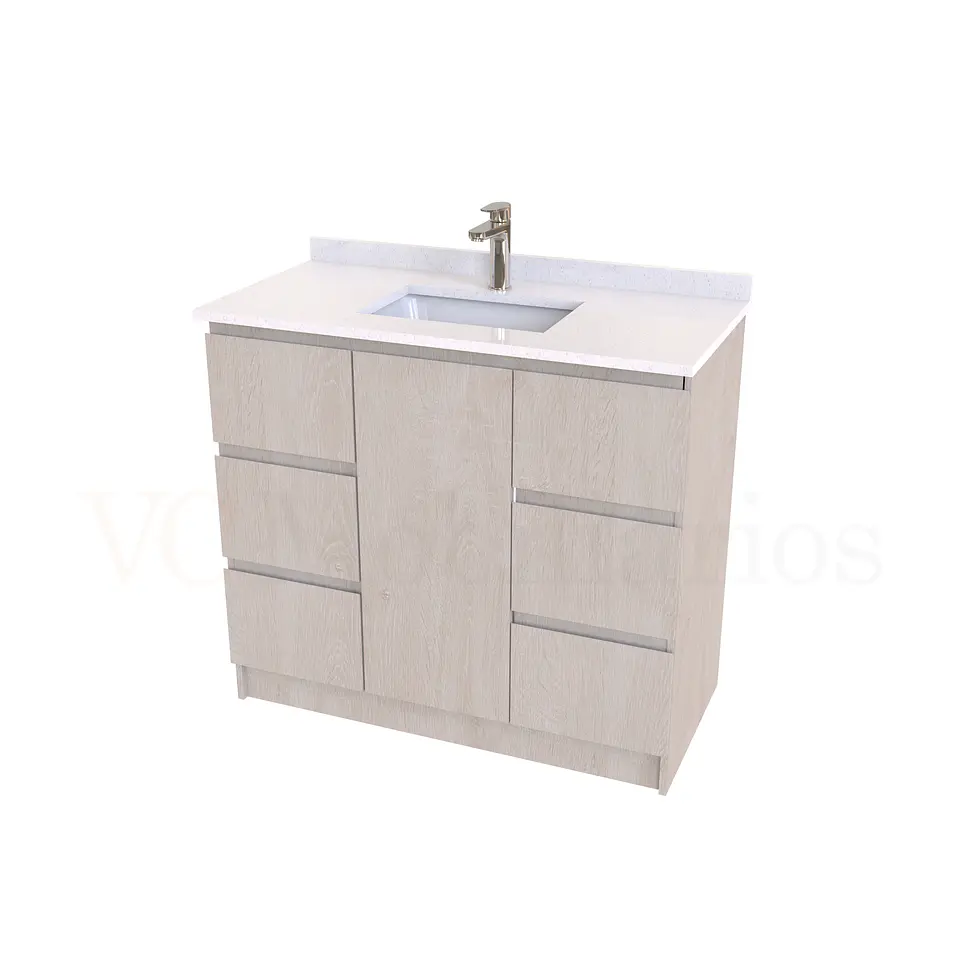Mueble vanitorio al piso de 90 cm con cubierta de cuarzo M6-938 / Provenzal 1